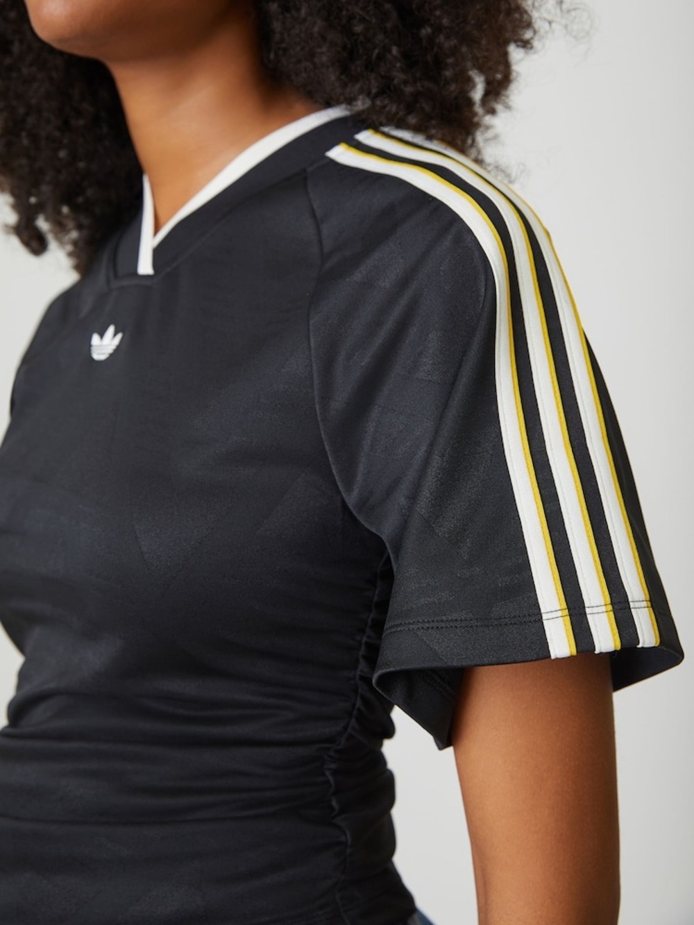 adidas Originals collection Rouched Football Jersey Women L Slim Fit 90s Trefoil